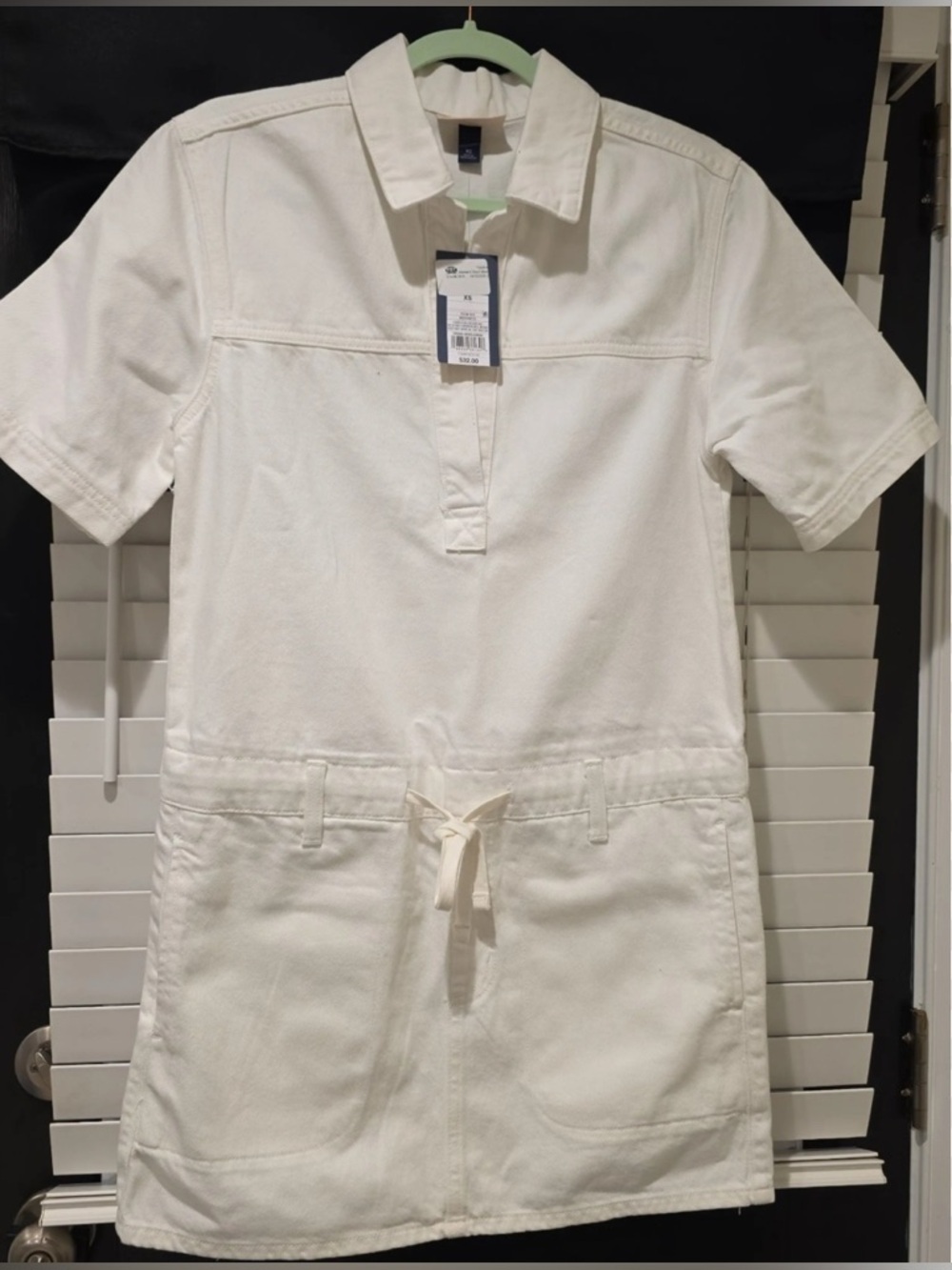 NWT- medium universal threads white denim Y2K drawstring waist mini dress - Picture 6 of 10